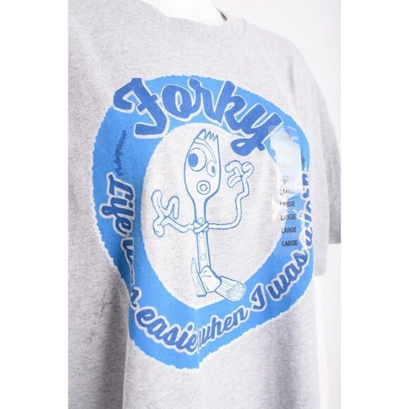 Disney Mens Toy Story 4 FORKY T-Shirt L Gray Life was better when I was Fork NWT - Picture 3 of 6
